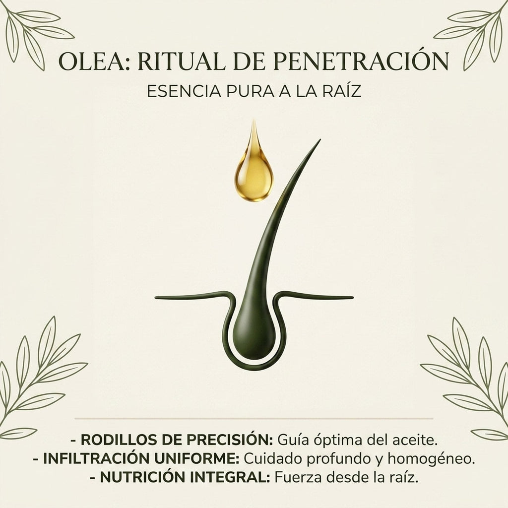 Ilustración de la aplicación de aceite en la raíz del cabello