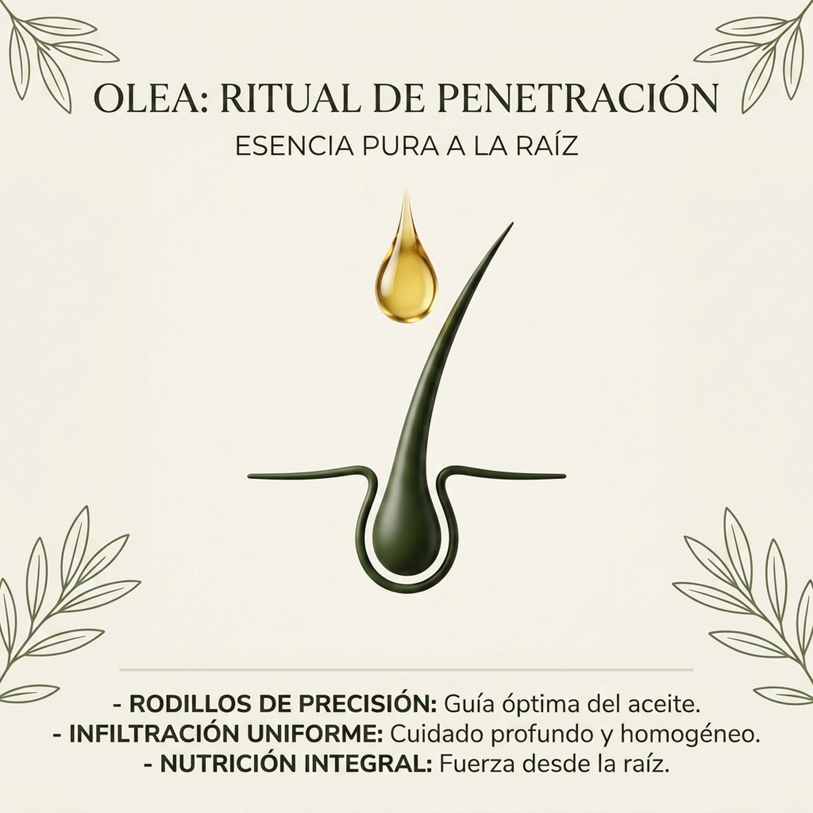 Ilustración de la aplicación de aceite en la raíz del cabello
